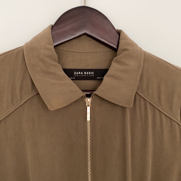 Zara Khaki Olive Green Lightweight Jacket with Adjustable Sleeves and Waist - Picture 4 of 12